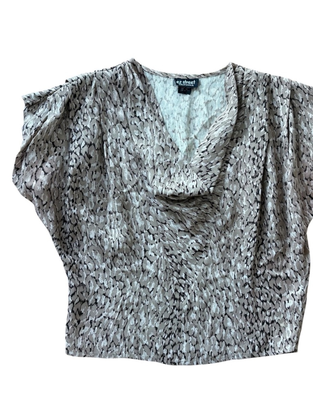 Vintage Cheetah Print Cowl Neck Top